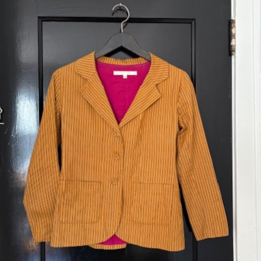 Erica Tanov Striped Cotton Blazer/Jacket